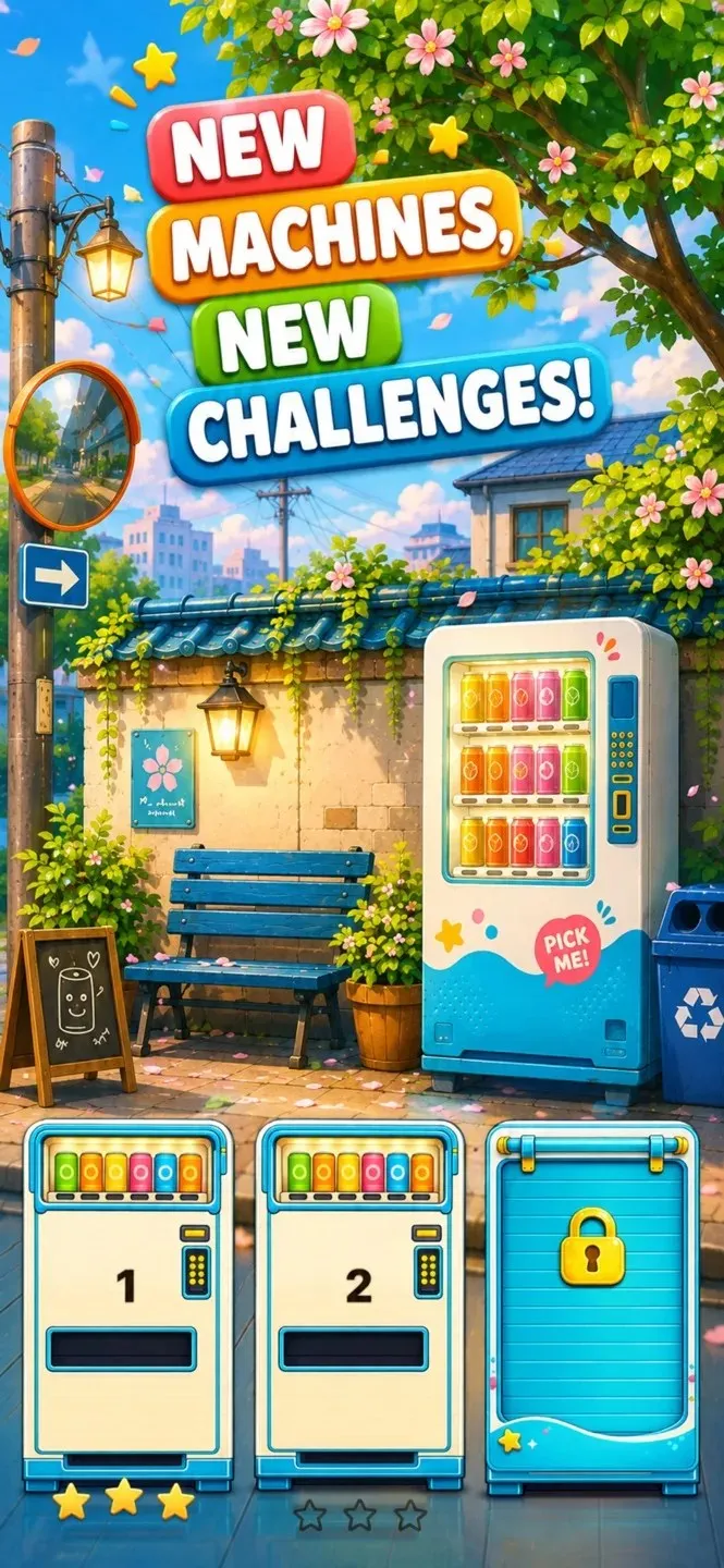 VendiMachi: new machines unlock as you play, “New machines, new challenges!”