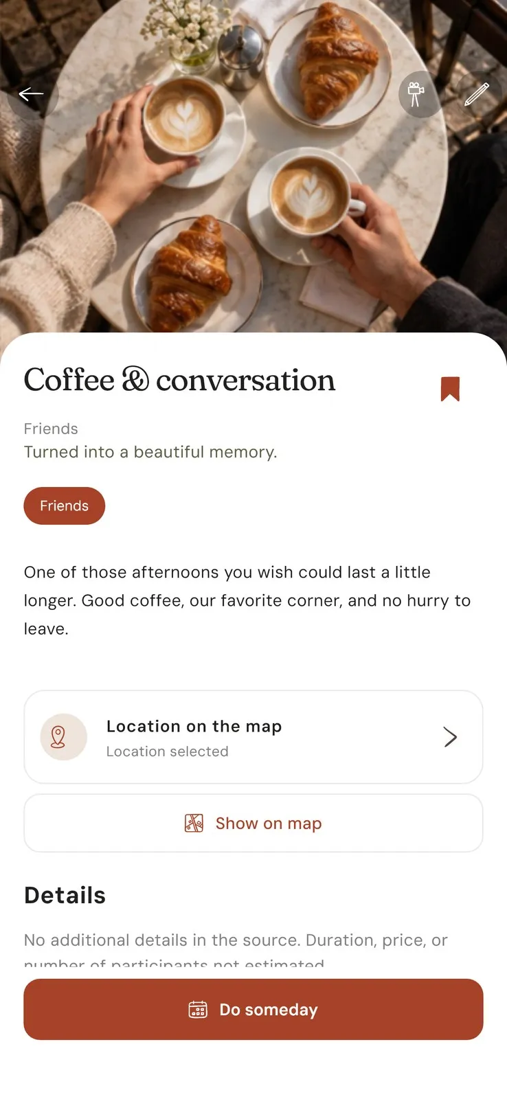 A saved idea kept as a memory in Pavilo